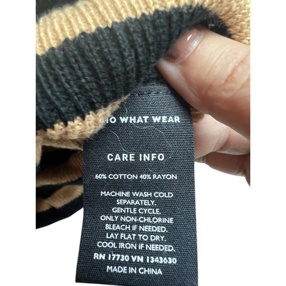 Who What Wear Beige Black Striped Sweater Large Long Sleeves - Picture 4 of 5